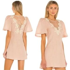 Tularosa Blush Pink Lace-Trim Mini Dress